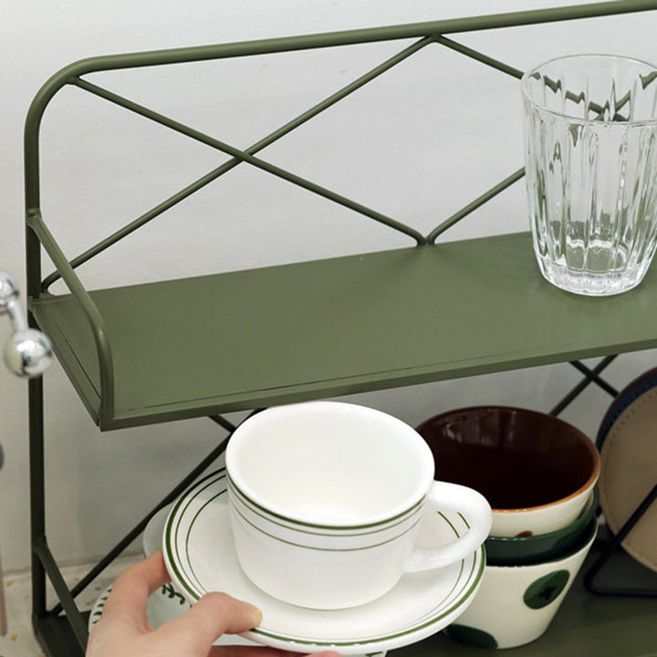 Modern Minimalist Iron Rectangular Desktop Storage Shelf 2-Tier For Living Room &amp; Entryway
