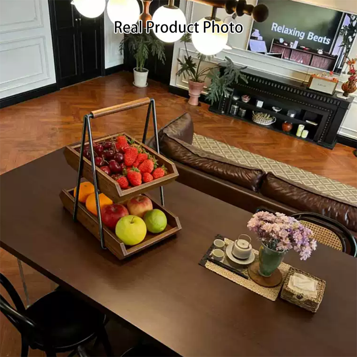 Zeitgemäßes rechteckiges Desktop-Aufbewahrungsregal aus Massivholz und Eisen im Retro-Stil, 2 Ebenen, für Wohnzimmer &amp; Eingangsbereich 