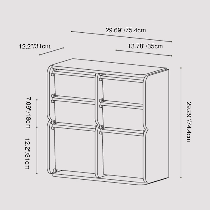 2 Large Drawers, 4 Small Drawers & Open Storage Shelves Large Capacity Kids Storage Cabinet - Minimalist Smooth Dual-Track Drawers & Eco-Friendly Wood Finish For Living Room