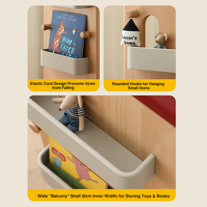 Solid Beech Wood Rotating Kids Bookshelf - Nordic Book Display Shelf With 360° Access And Multi-Level Storage For Books &amp; Toys For Living Room