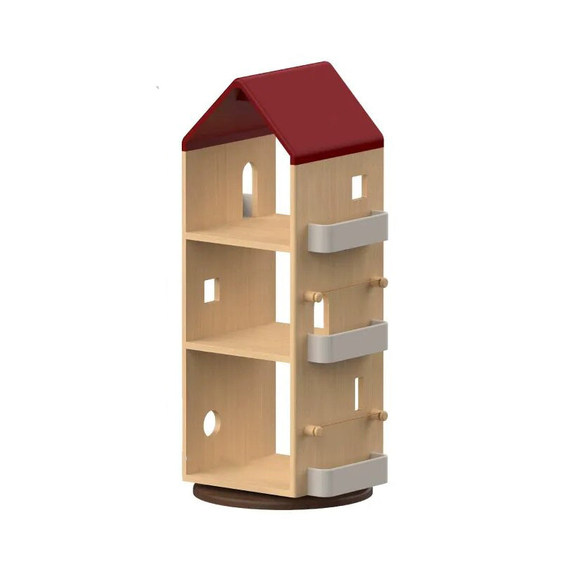 Solid Beech Wood Rotating Kids Bookshelf - Nordic Book Display Shelf With 360° Access And Multi-Level Storage For Books &amp; Toys For Living Room