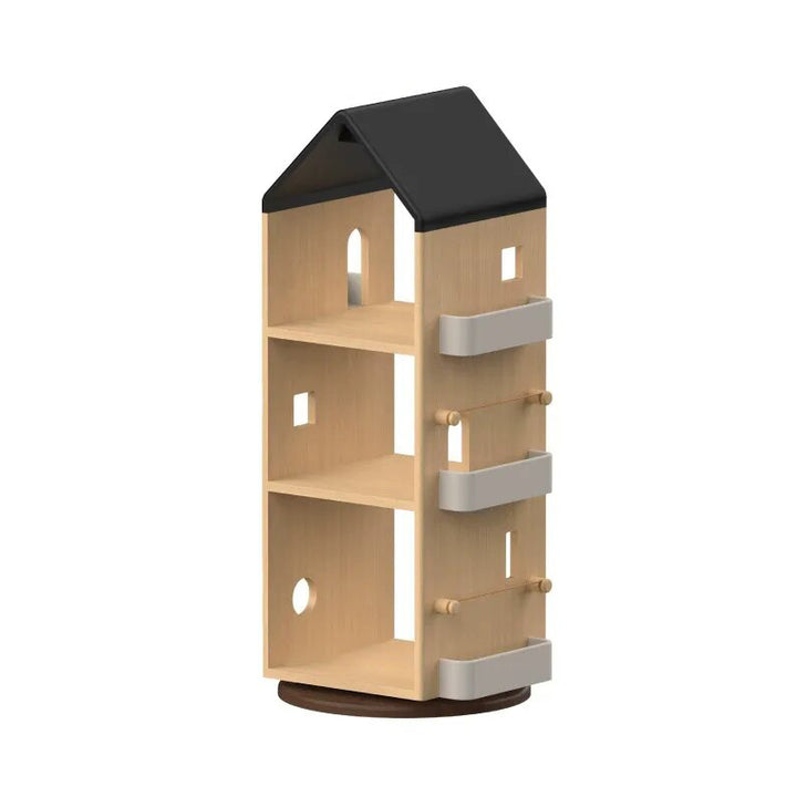 Solid Beech Wood Rotating Kids Bookshelf - Nordic Book Display Shelf With 360° Access And Multi-Level Storage For Books &amp; Toys For Living Room