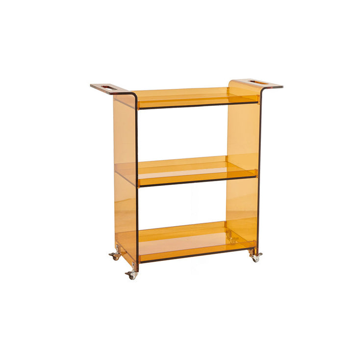 Modern Minimalist PC Plastic Rectangular Movable Side Table 3-Tier Storage &amp; Casters For Living Room