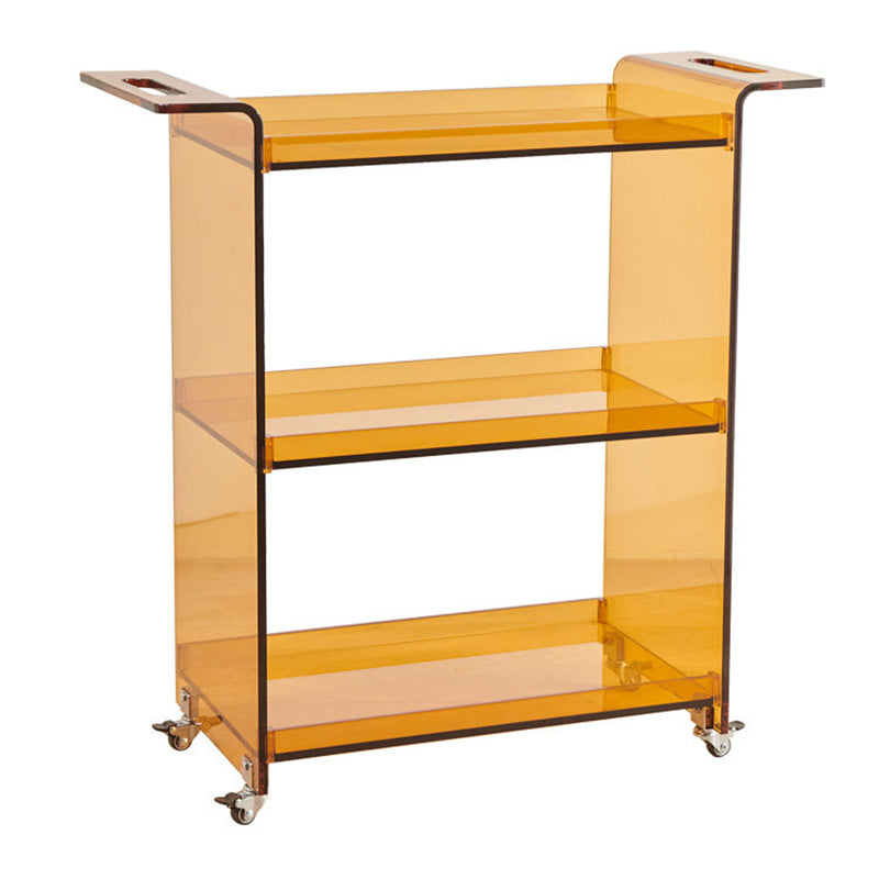 Modern Minimalist PC Plastic Rectangular Movable Side Table 3-Tier Storage &amp; Casters For Living Room