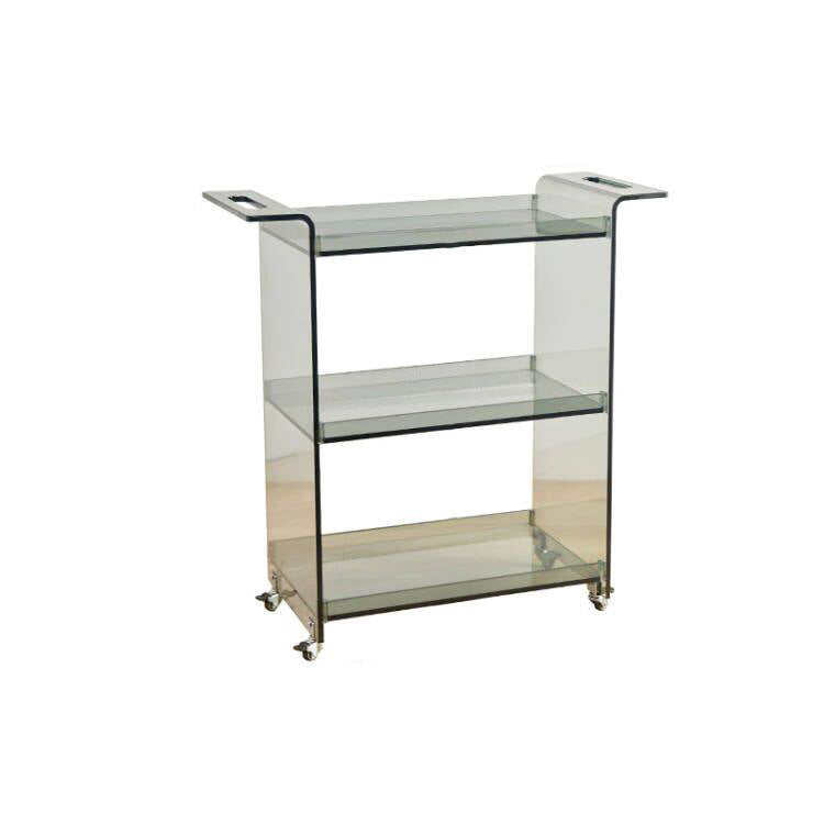 Modern Minimalist PC Plastic Rectangular Movable Side Table 3-Tier Storage &amp; Casters For Living Room