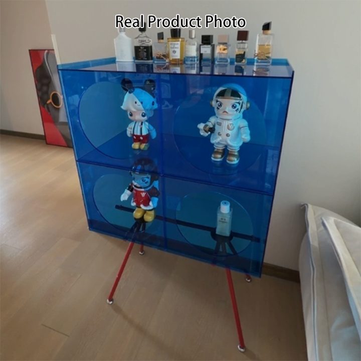 Modernes minimalistisches rechteckiges 3-stufiges Präsentationsregal aus Acryl und Carbonstahl für das Wohnzimmer 