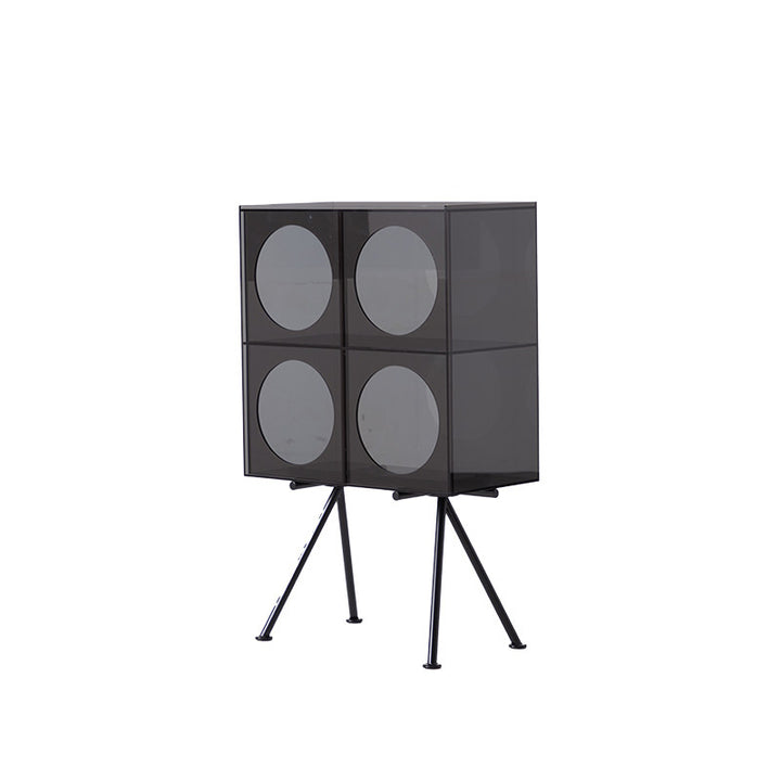 Modernes minimalistisches rechteckiges 3-stufiges Präsentationsregal aus Acryl und Carbonstahl für das Wohnzimmer 