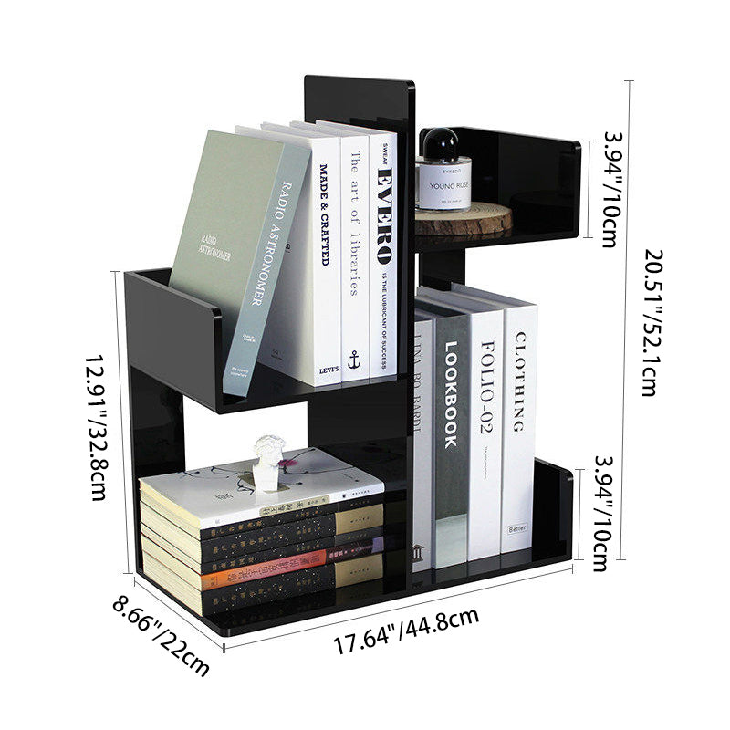 Modern Minimalist Acrylic Rectangular Bookshelf 3-Tier Storage Shelf For Home Office