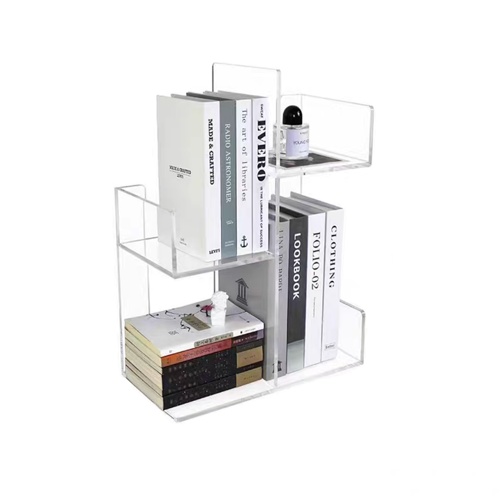 Modern Minimalist Acrylic Rectangular Bookshelf 3-Tier Storage Shelf For Home Office