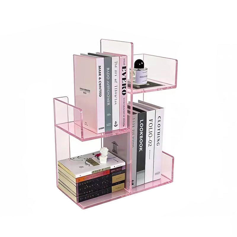 Modern Minimalist Acrylic Rectangular Bookshelf 3-Tier Storage Shelf For Home Office