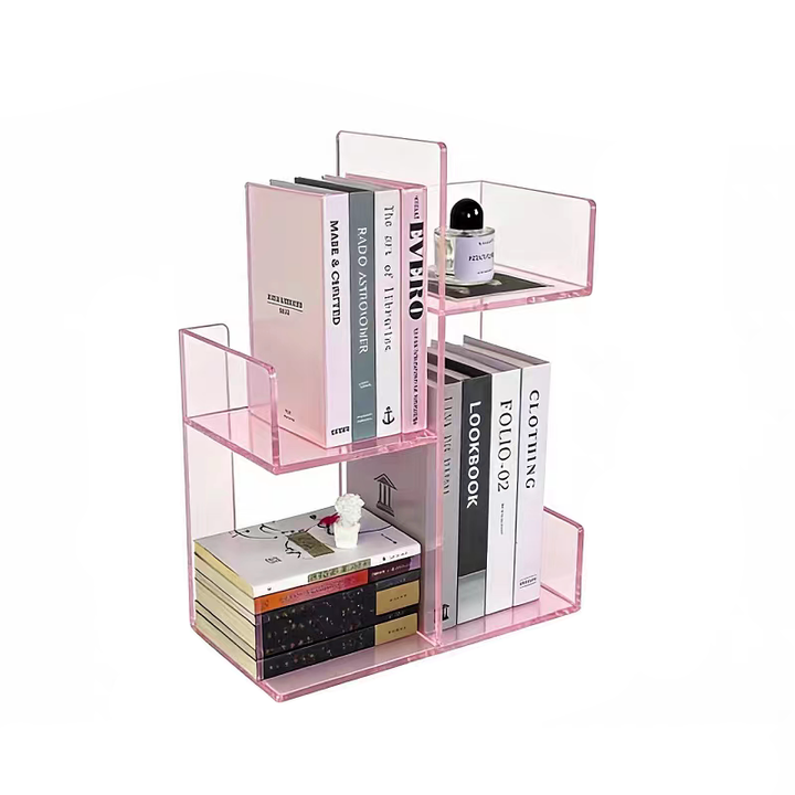 Modern Minimalist Acrylic Rectangular Bookshelf 3-Tier Storage Shelf For Home Office