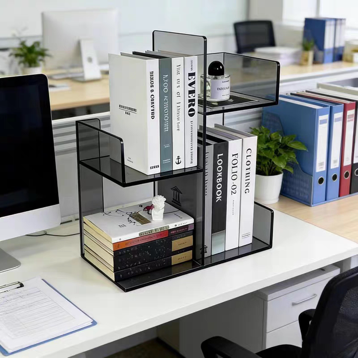 Modern Minimalist Acrylic Rectangular Bookshelf 3-Tier Storage Shelf For Home Office