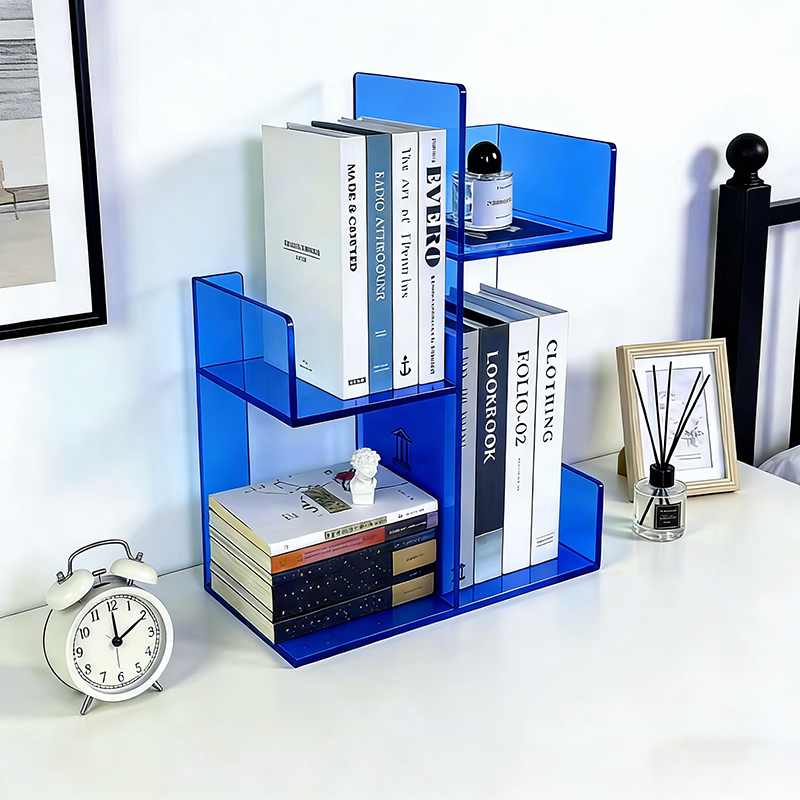 Modern Minimalist Acrylic Rectangular Bookshelf 3-Tier Storage Shelf For Home Office
