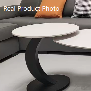 Modern Minimalist Stone Slab Iron Round End Table For Living Room