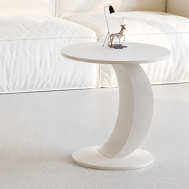Modern Minimalist Stone Slab Iron Round End Table For Living Room