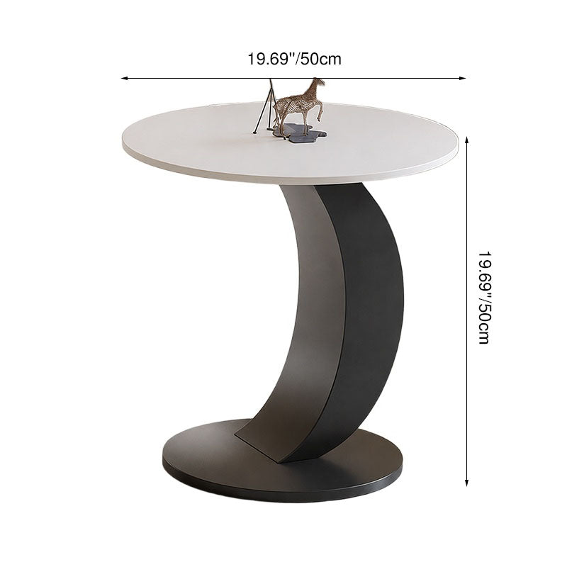 Modern Minimalist Stone Slab Iron Round End Table For Living Room