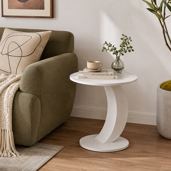 Modern Minimalist Stone Slab Iron Round End Table For Living Room
