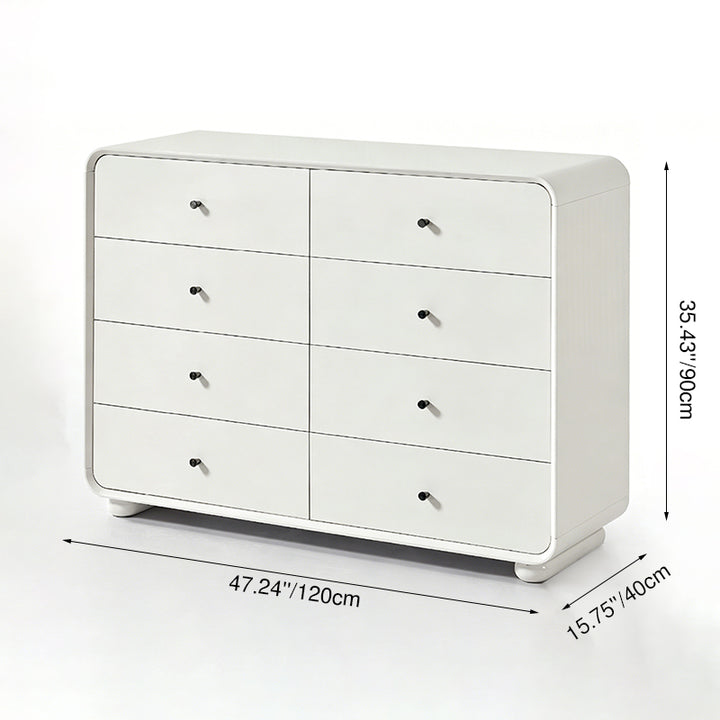 Rounded Edge Design, White Or Peacock Blue Finish Storage Cabinet - Nordic Cabinet With 5/8 Drawers, Durable MDF, Chest Of Drawers For Home Organization For Living Room