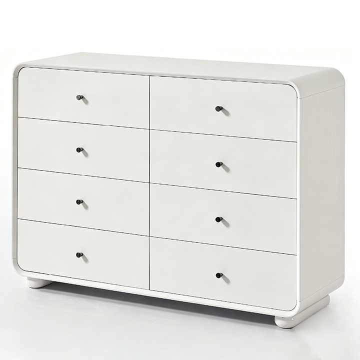 Rounded Edge Design, White Or Peacock Blue Finish Storage Cabinet - Nordic Cabinet With 5/8 Drawers, Durable MDF, Chest Of Drawers For Home Organization For Living Room