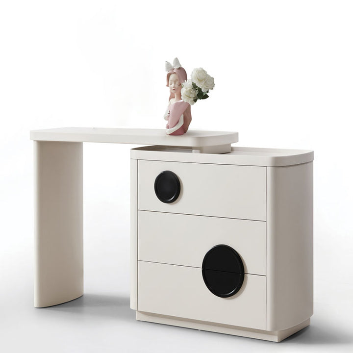 Expandable Vanity Workstation With 3 Or 6 Drawers Makeup Vanity - Nordic Dressing Table For Beauty And Storage, Rounded MDF Design For Bedroom