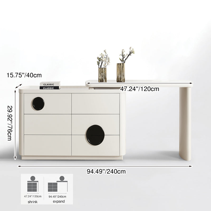 Expandable Vanity Workstation With 3 Or 6 Drawers Makeup Vanity - Nordic Dressing Table For Beauty And Storage, Rounded MDF Design For Bedroom