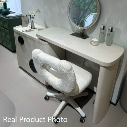 Expandable Vanity Workstation With 3 Or 6 Drawers Makeup Vanity - Nordic Dressing Table For Beauty And Storage, Rounded MDF Design For Bedroom