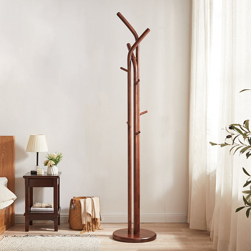 Premium Solid Ash Wood Coat Tree Stand Hall Tree - Chinese Natural Wood Clothes Rack With Multi-Level Hooks, Stylish Home Entryway Storage Solution For Entryway &amp; Bedroom &amp; Living Room