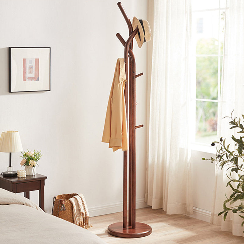 Premium Solid Ash Wood Coat Tree Stand Hall Tree - Chinese Natural Wood Clothes Rack With Multi-Level Hooks, Stylish Home Entryway Storage Solution For Entryway &amp; Bedroom &amp; Living Room