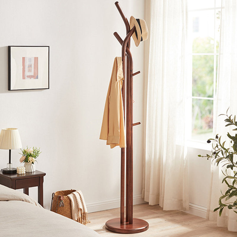Premium Solid Ash Wood Coat Tree Stand Hall Tree - Chinese Natural Wood Clothes Rack With Multi-Level Hooks, Stylish Home Entryway Storage Solution For Entryway &amp; Bedroom &amp; Living Room