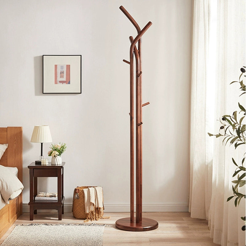 Premium Solid Ash Wood Coat Tree Stand Hall Tree - Chinese Natural Wood Clothes Rack With Multi-Level Hooks, Stylish Home Entryway Storage Solution For Entryway &amp; Bedroom &amp; Living Room