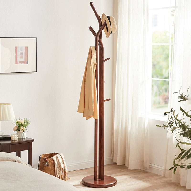 Premium Solid Ash Wood Coat Tree Stand Hall Tree - Chinese Natural Wood Clothes Rack With Multi-Level Hooks, Stylish Home Entryway Storage Solution For Entryway &amp; Bedroom &amp; Living Room