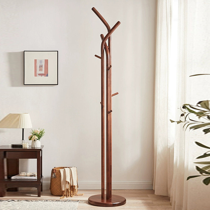Premium Solid Ash Wood Coat Tree Stand Hall Tree - Chinese Natural Wood Clothes Rack With Multi-Level Hooks, Stylish Home Entryway Storage Solution For Entryway &amp; Bedroom &amp; Living Room