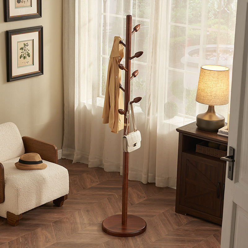 Garderobenständer aus massivem Kautschukholz, freistehender Garderobenbaum - Von chinesischen Blütenknospen inspirierte Kleidergarderobe mit 8 Haken für Eingangsbereich, Schlafzimmer und Wohnzimmer 