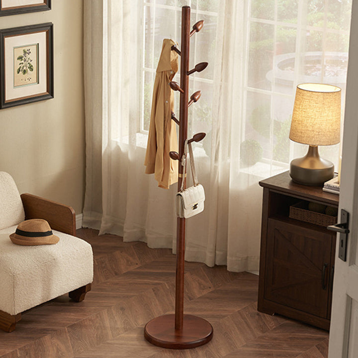 Garderobenständer aus massivem Kautschukholz, freistehender Garderobenbaum - Von chinesischen Blütenknospen inspirierte Kleidergarderobe mit 8 Haken für Eingangsbereich, Schlafzimmer und Wohnzimmer 