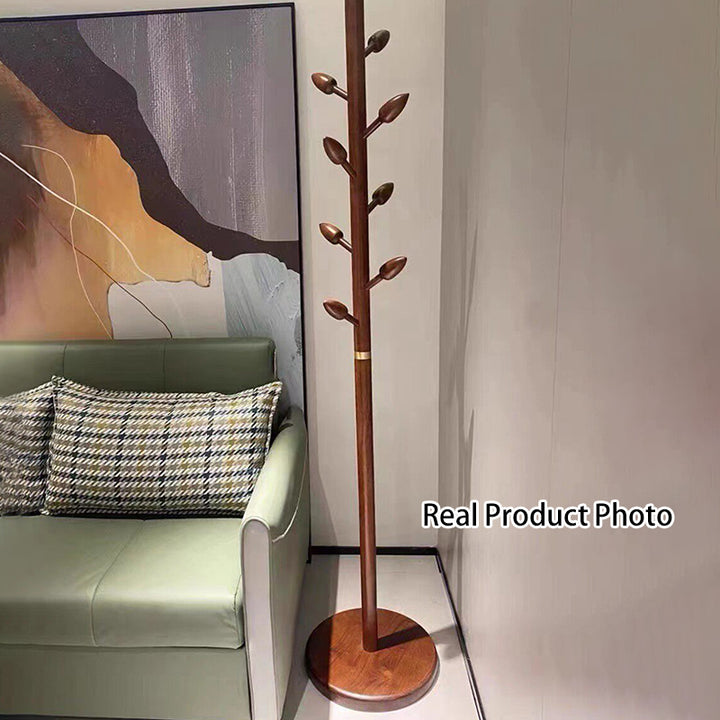 Garderobenständer aus massivem Kautschukholz, freistehender Garderobenbaum - Von chinesischen Blütenknospen inspirierte Kleidergarderobe mit 8 Haken für Eingangsbereich, Schlafzimmer und Wohnzimmer 
