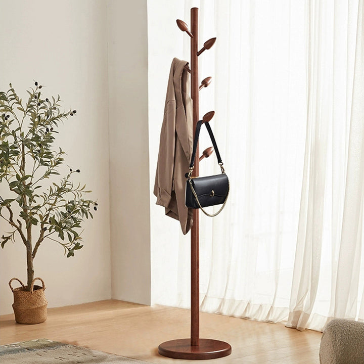 Garderobenständer aus massivem Kautschukholz, freistehender Garderobenbaum - Von chinesischen Blütenknospen inspirierte Kleidergarderobe mit 8 Haken für Eingangsbereich, Schlafzimmer und Wohnzimmer 
