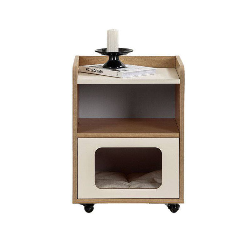 3-in-1 Pet Furniture Cat House With Storage Cabinet Nightstand - Creative Bedside Table &amp; Multifunctional Pet House Furniture For Cats With Wheels For Bedroom