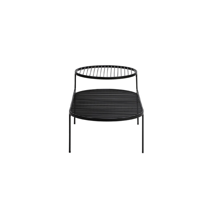 Modern Round &amp; Oval Table, Black Iron Nesting Coffee Table - Minimalist Table With Open Slatted Metal Tops, Polished Rounded Edges, Space-Saving For Living Room
