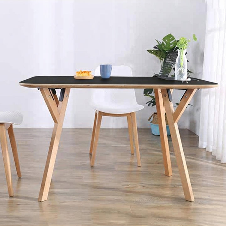 Durable Eucalyptus Plywood Tabletop & Solid Beech Wood Legs & Aluminum Alloy Connectors Dining Table - Nordic Sleek Design, Black & White & Gray Color Options, 2 Sizes For Dining Room