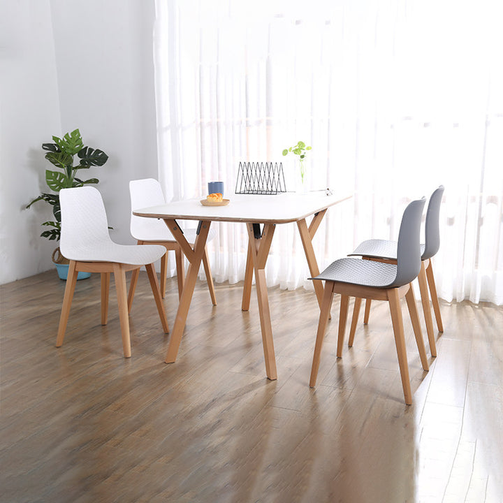 Durable Eucalyptus Plywood Tabletop & Solid Beech Wood Legs & Aluminum Alloy Connectors Dining Table - Nordic Sleek Design, Black & White & Gray Color Options, 2 Sizes For Dining Room