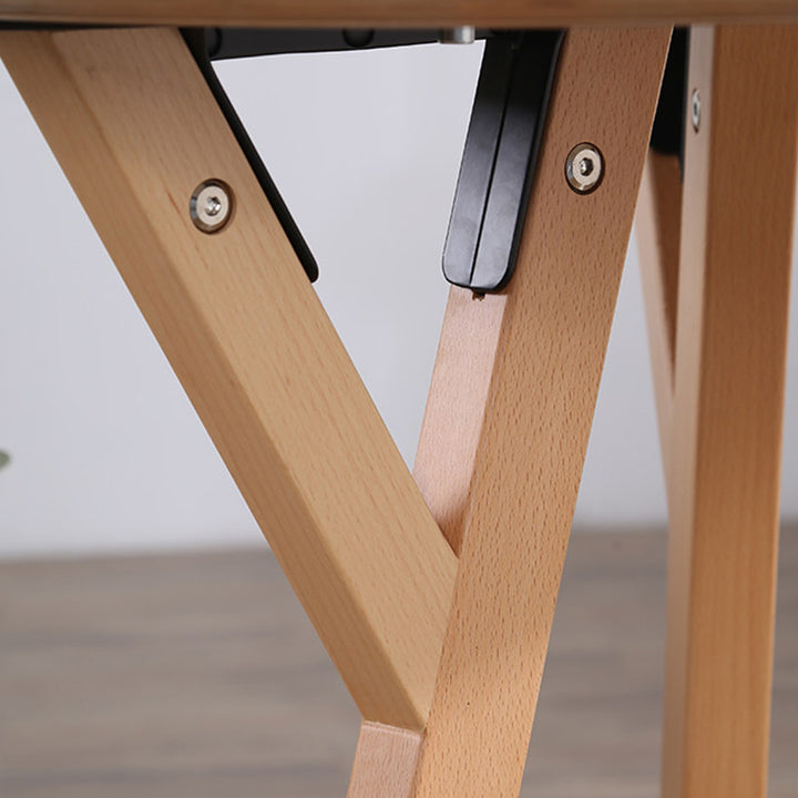 Round Consultation Table Eucalyptus Plywood Top Dining Table - Nordic Solid Beech Wood Legs &amp; Triangular Support Structure &amp; Smooth Rounded Edges, Aluminum Alloy Connectors &amp; Non-Slip Feet For Dining Room