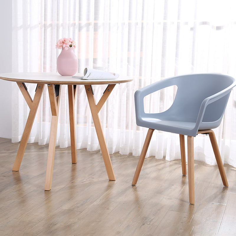 Round Consultation Table Eucalyptus Plywood Top Dining Table - Nordic Solid Beech Wood Legs &amp; Triangular Support Structure &amp; Smooth Rounded Edges, Aluminum Alloy Connectors &amp; Non-Slip Feet For Dining Room