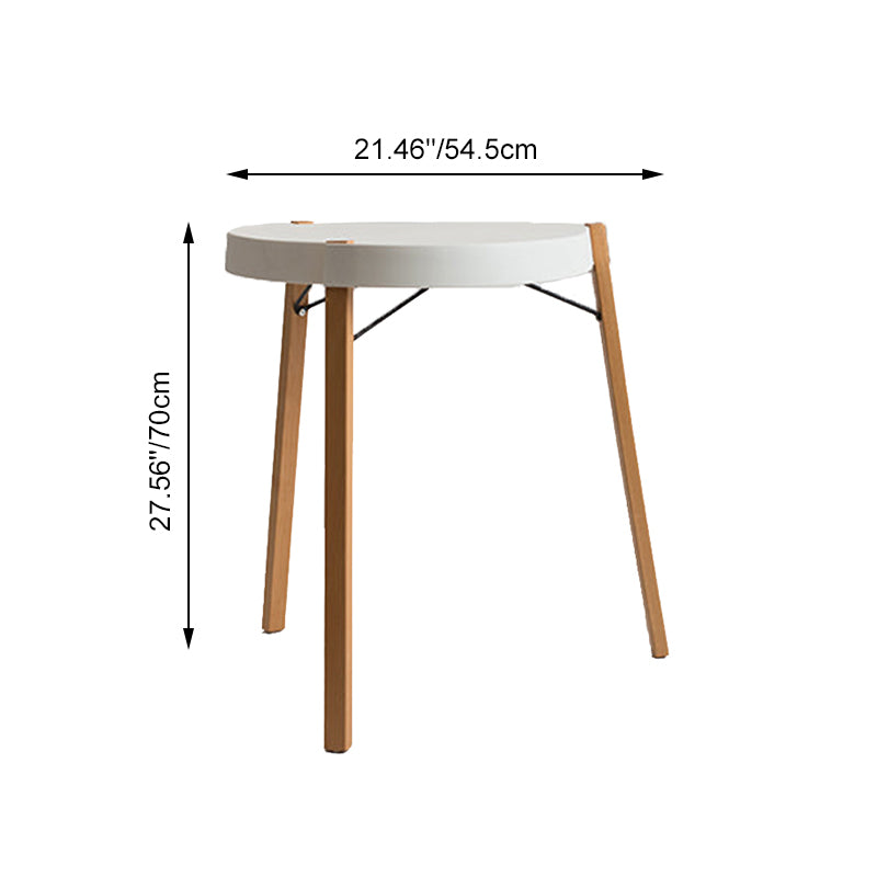 Contemporary White Round Table, Durable PP Tabletop &amp; Solid Beech Wood Legs End Table - Nordic Small Table Two Sizes Optional, Can Be Combined &amp; Matched For Layered Home Decor
