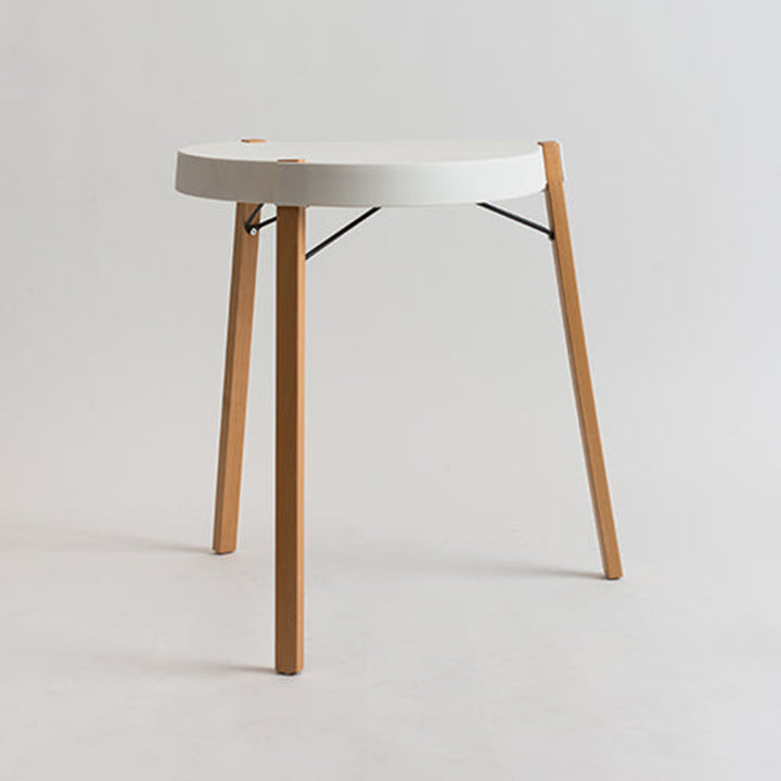 Contemporary White Round Table, Durable PP Tabletop &amp; Solid Beech Wood Legs End Table - Nordic Small Table Two Sizes Optional, Can Be Combined &amp; Matched For Layered Home Decor
