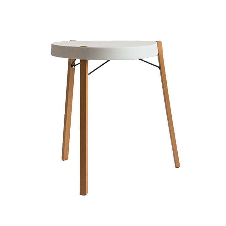 Contemporary White Round Table, Durable PP Tabletop &amp; Solid Beech Wood Legs End Table - Nordic Small Table Two Sizes Optional, Can Be Combined &amp; Matched For Layered Home Decor