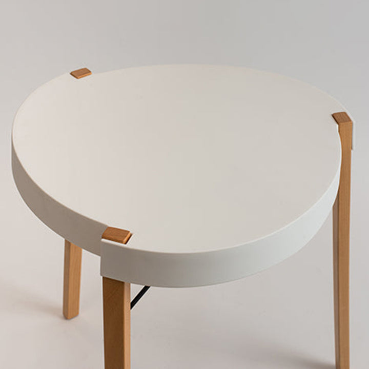 Contemporary White Round Table, Durable PP Tabletop &amp; Solid Beech Wood Legs End Table - Nordic Small Table Two Sizes Optional, Can Be Combined &amp; Matched For Layered Home Decor