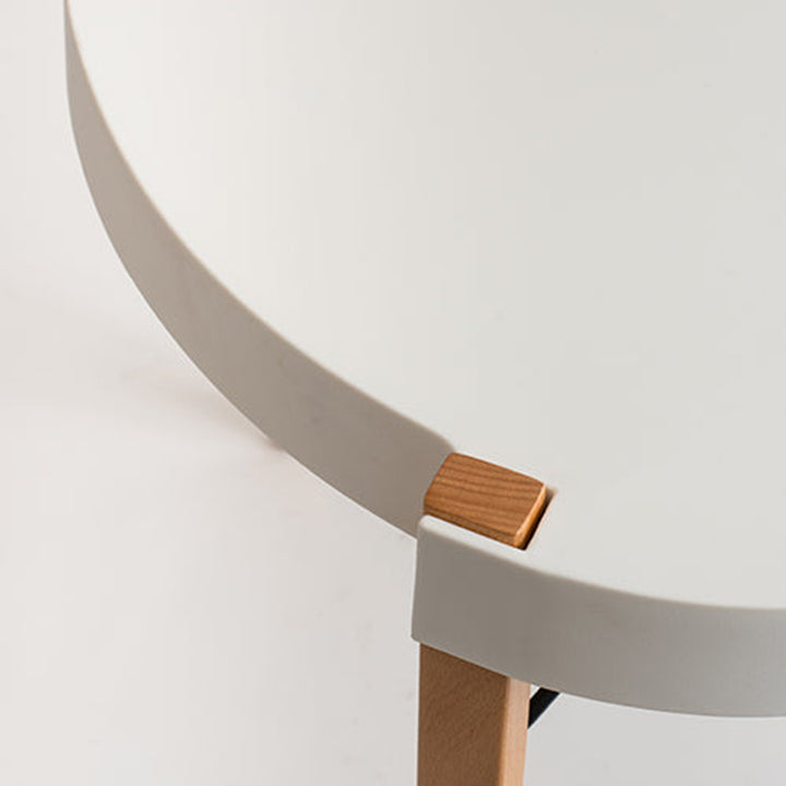Contemporary White Round Table, Durable PP Tabletop &amp; Solid Beech Wood Legs End Table - Nordic Small Table Two Sizes Optional, Can Be Combined &amp; Matched For Layered Home Decor