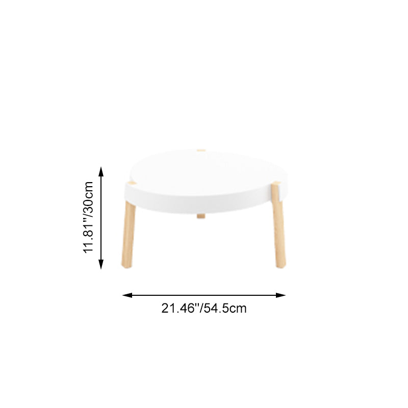 Contemporary White Round Table, Durable PP Tabletop &amp; Solid Beech Wood Legs End Table - Nordic Small Table Two Sizes Optional, Can Be Combined &amp; Matched For Layered Home Decor