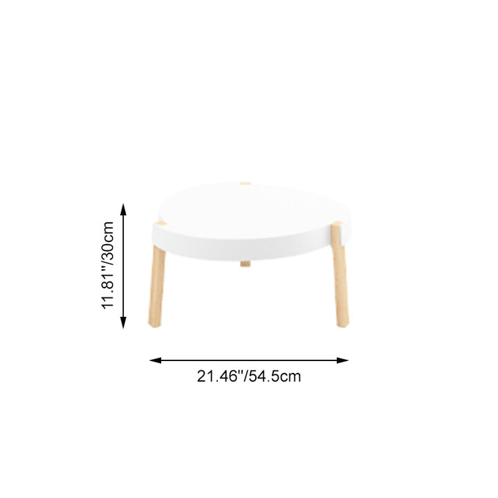 Contemporary White Round Table, Durable PP Tabletop &amp; Solid Beech Wood Legs End Table - Nordic Small Table Two Sizes Optional, Can Be Combined &amp; Matched For Layered Home Decor