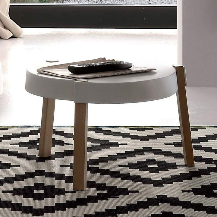 Contemporary White Round Table, Durable PP Tabletop &amp; Solid Beech Wood Legs End Table - Nordic Small Table Two Sizes Optional, Can Be Combined &amp; Matched For Layered Home Decor
